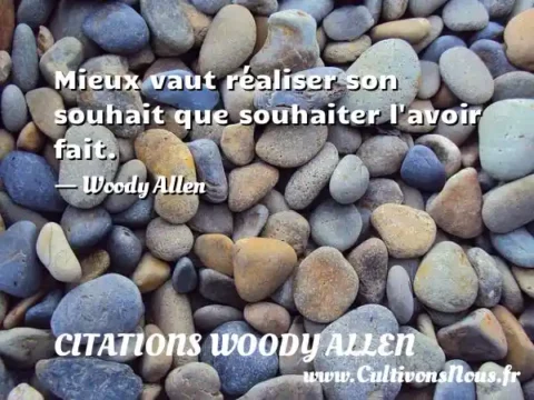 Mieux vaut réaliser son souhait que souhaiter l avoir fait. - Woody Allen CITATIONS WOODY ALLEN