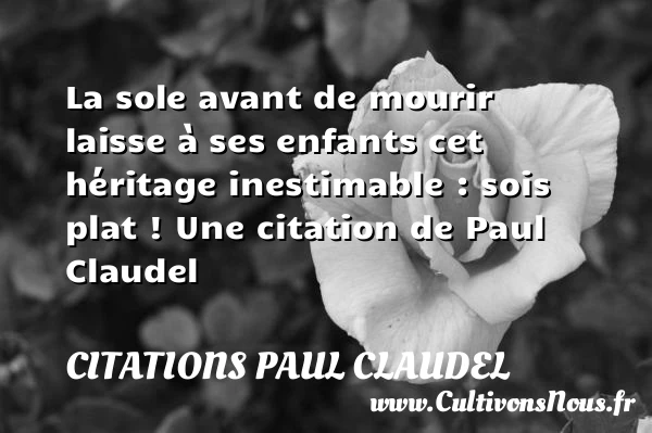 La sole avant de mourir laisse à ses enfants cet héritage inestimable - Citations Paul Claudel - Citation age