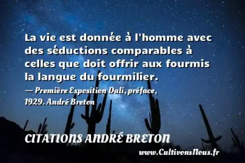La vie est donnée à l homme avec des séductions comparables à celles que doit offrir aux fourmis la langue du fourmilier. - Première Exposition Dali, préface, 1929. André Breton CITATIONS ANDRÉ BRETON