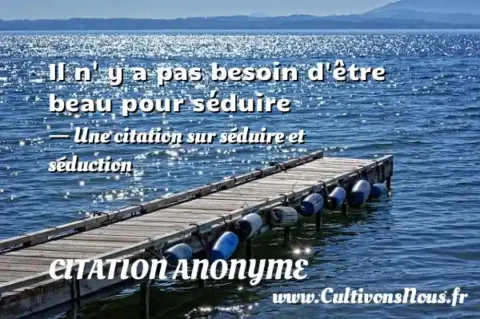 Il n  y a pas besoin d être beau pour séduire - Une citation sur séduire et séduction CITATION ANONYME
