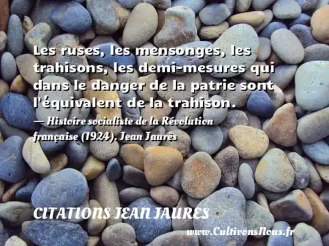 Les ruses, les mensonges, les trahisons, les demi-mesures qui dans le danger de la patrie sont l équivalent de la trahison. - Histoire socialiste de la Révolution française (1924). Jean Jaurès CITATIONS JEAN JAURES
