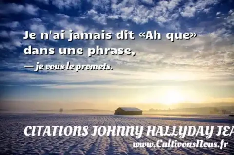 Je n ai jamais dit «Ah que» dans une phrase, - je vous le promets. CITATIONS JOHNNY HALLYDAY JEAN-PHILIPPESMET