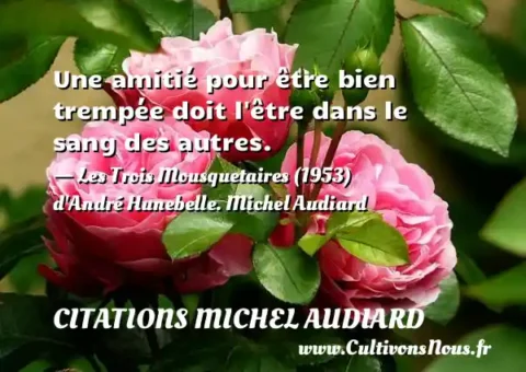 Une amitié pour être bien trempée doit l être dans le sang des autres. - Les Trois Mousquetaires (1953) d André Hunebelle. Michel Audiard CITATIONS MICHEL AUDIARD