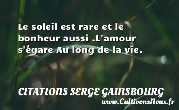 Le soleil est rare - Citations Serge Gainsbourg - Cultivons nous