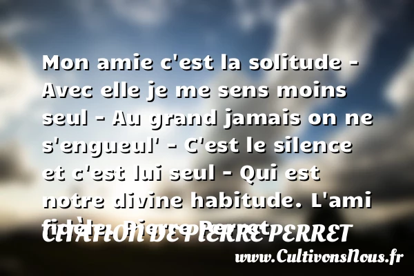 Mon amie c’est la solitude - Citation de Pierre Perret