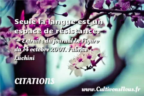 Seule la langue est un espace de résistance. - Extrait : du journal Le Figaro du 14 octobre 2007. Fabrice Luchini CITATIONS