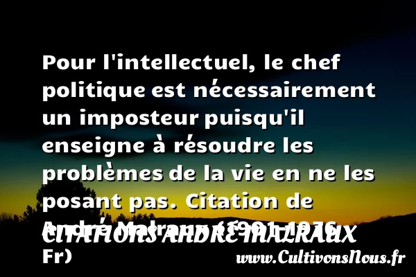 Pour l’intellectuel, le chef politique - Citations André Malraux - Citation chef - Citation politique