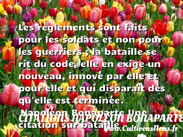 Les règlements sont faits pour les soldats - Citations Napoléon Bonaparte - Citation bataille