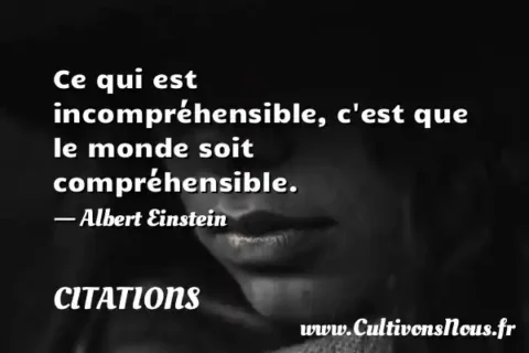 Ce qui est incompréhensible, c est que le monde soit compréhensible.        - Albert Einstein CITATIONS