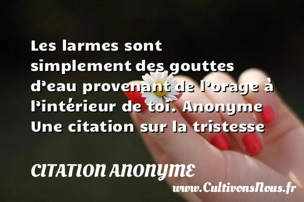 Les larmes sont simplement des - Citation anonyme - Citation les larmes - citation tristesse