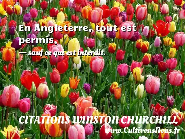 En Angleterre, tout est permis, - sauf ce qui est interdit. CITATIONS WINSTON CHURCHILL