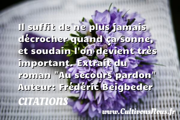 Il suffit de ne plus jamais décrocher - Citations - Citations Frédéric Beigbeder - Citation pardon