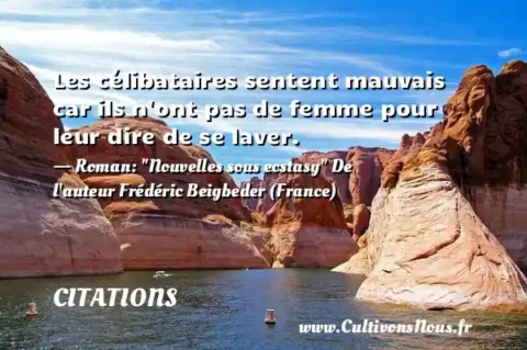 Les célibataires sentent mauvais car ils n ont pas de femme pour leur dire de se laver. - Roman:  Nouvelles sous ecstasy  De l auteur Frédéric Beigbeder (France) CITATIONS