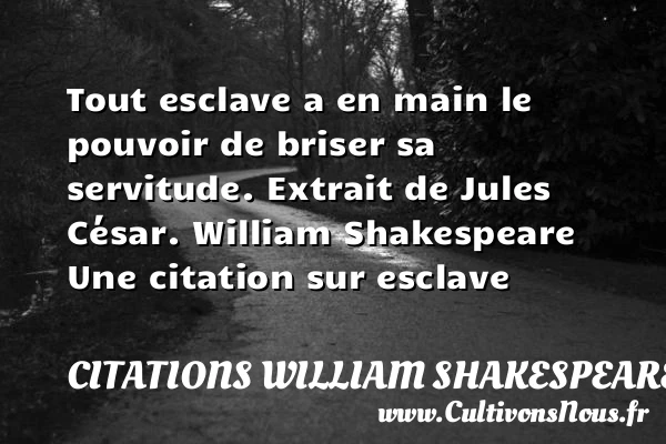 Tout esclave a en main - Citations William Shakespeare - Citation esclave