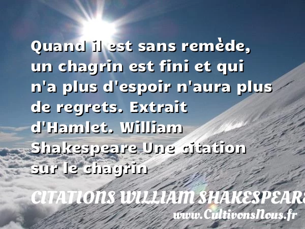 Quand il est sans remède, un chagrin - Citations William Shakespeare - Citation chagrin