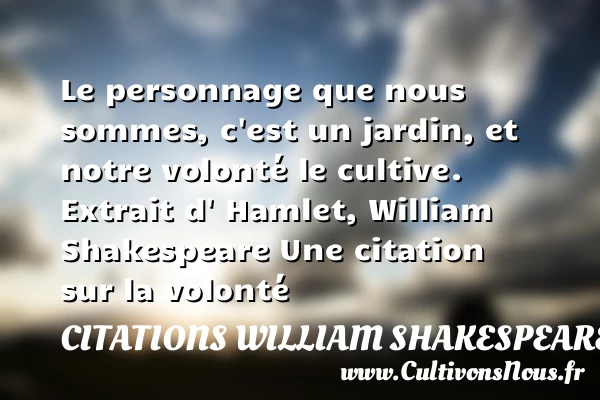 Le personnage que nous sommes, c’est - Citations William Shakespeare - Citation volonté