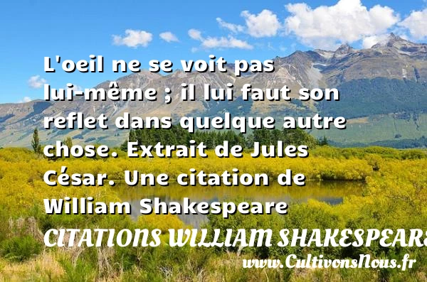 L’oeil ne se voit pas lui-même ; il - Citations William Shakespeare - Citation oeil