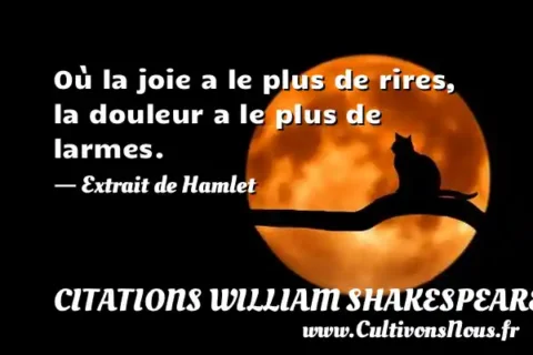 Où la joie a le plus de rires, la douleur a le plus de larmes. - Extrait de Hamlet CITATIONS WILLIAM SHAKESPEARE