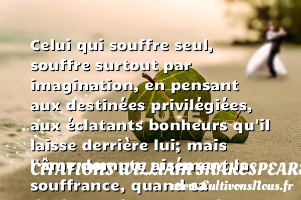 Celui qui souffre seul, souffre - Citations William Shakespeare - Citation destin
