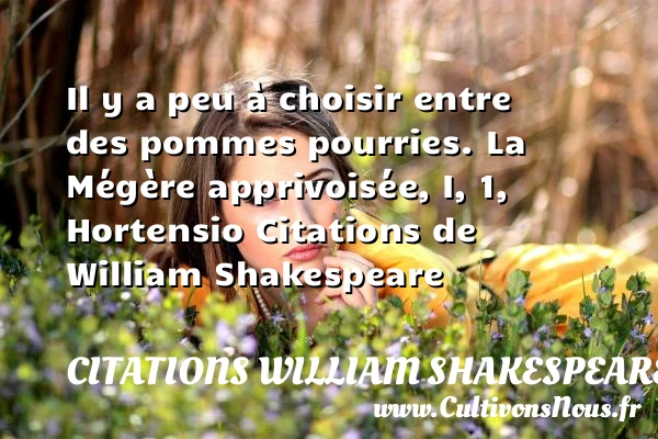 Il y a peu à choisir entre des pommes - Citations William Shakespeare - Citation pomme