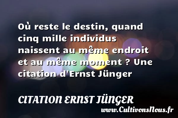 Où reste le destin, quand cinq mille individus - Citation Ernst Jünger