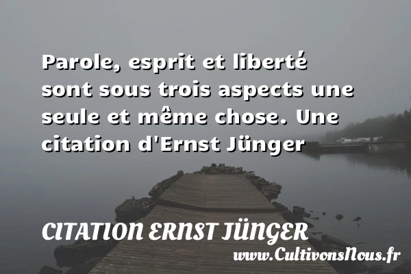 Parole, esprit et liberté sont sous trois aspects - Citation Ernst Jünger