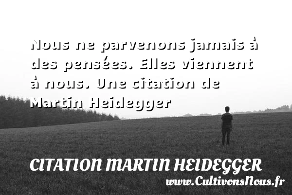 Nous ne parvenons jamais à des pensées. Elles viennent - Citation Martin Heidegger