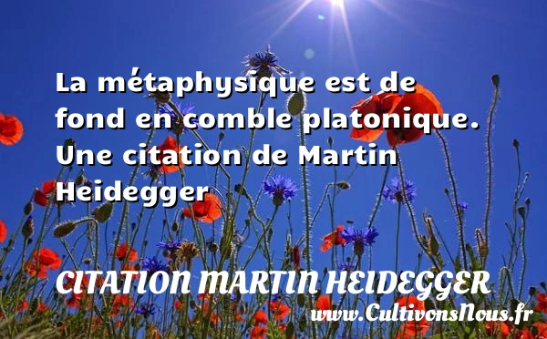 La métaphysique est de fond en comble platonique. - Citation Martin Heidegger