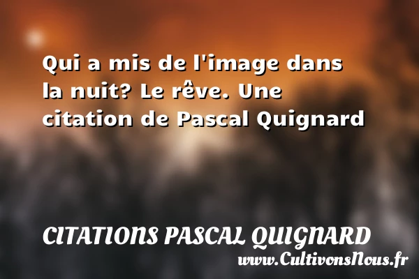 Qui a mis de l’image dans la nuit? Le - Citations Pascal Quignard
