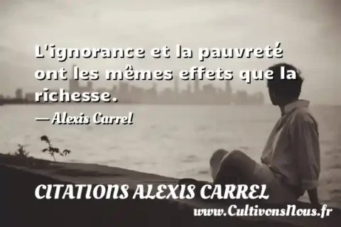 L ignorance et la pauvreté ont les mêmes effets que la richesse. - Alexis Carrel CITATIONS ALEXIS CARREL