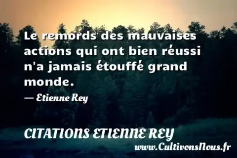 Le remords des mauvaises actions qui ont bien réussi n a jamais étouffé grand monde. - Etienne Rey CITATIONS ETIENNE REY