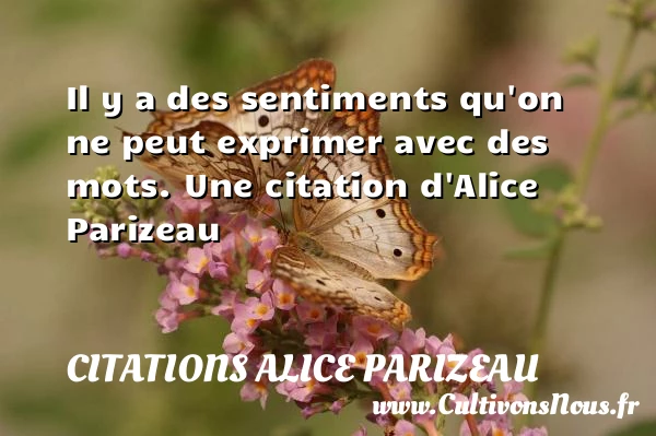 Il y a des sentiments qu’on ne peut - Citations Alice Parizeau - Citation sentiment