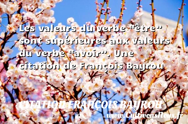 Les valeurs du verbe “être” sont supérieures aux valeurs - Citation François Bayrou - Citation valeur