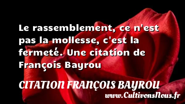 Le rassemblement, ce n’est pas la mollesse, c’est la - Citation François Bayrou