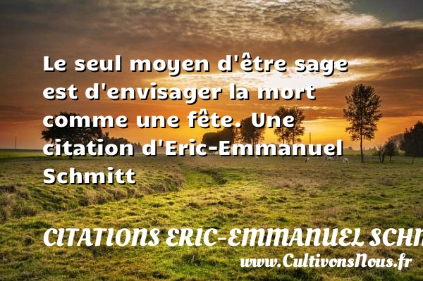 Le seul moyen d’être sage est d’envisager la - Citations Eric-Emmanuel Schmitt - Citation fête