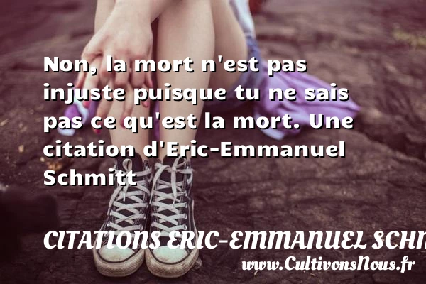 Non, la mort n’est pas injuste puisque tu ne sais pas ce qu’est - Citations Eric-Emmanuel Schmitt