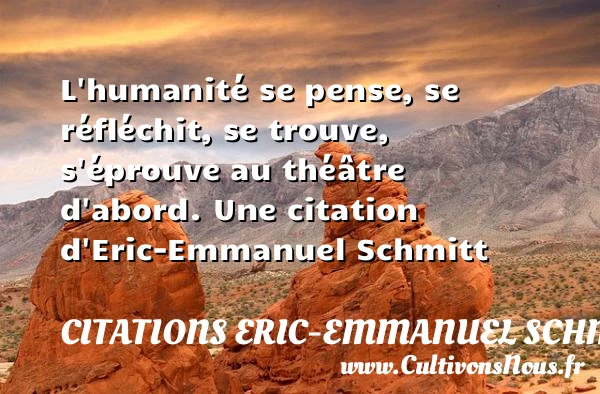 L’humanité se pense, se réfléchit, se trouve, s’éprouve - Citations Eric-Emmanuel Schmitt