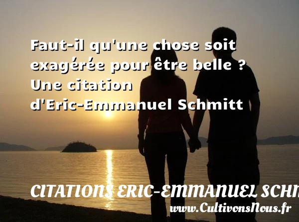Faut-il qu’une chose soit exagérée pour être belle - Citations Eric-Emmanuel Schmitt