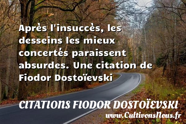Après l’insuccès, les desseins les mieux concertés paraissent - Citations Fiodor Dostoïevski