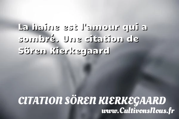 La haine est l’amour qui a sombré. - Citation Sören Kierkegaard