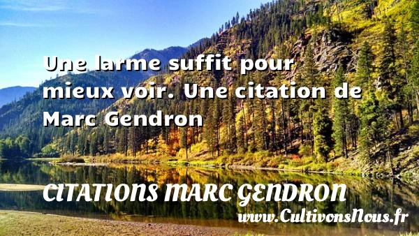 Une larme suffit pour mieux voir. - Citations Marc Gendron - Citation les larmes