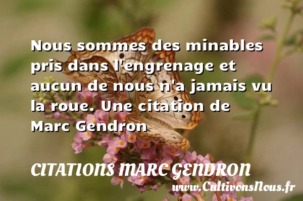 Nous sommes des minables pris dans l’engrenage et aucun de nous n’a - Citations Marc Gendron - Citation roue