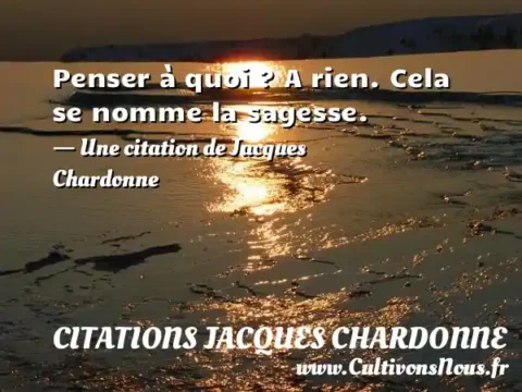 Penser à quoi ? A rien. Cela se nomme la sagesse. - Une citation de Jacques Chardonne CITATIONS JACQUES CHARDONNE