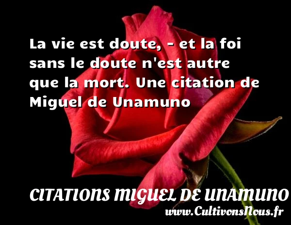La vie est doute, – et la foi sans - Citations Miguel de Unamuno