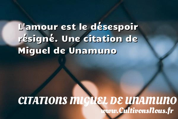 L’amour est le désespoir résigné. - Citations Miguel de Unamuno