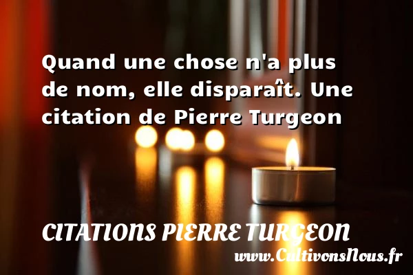 Quand une chose n’a plus de nom, elle - Citations Pierre Turgeon