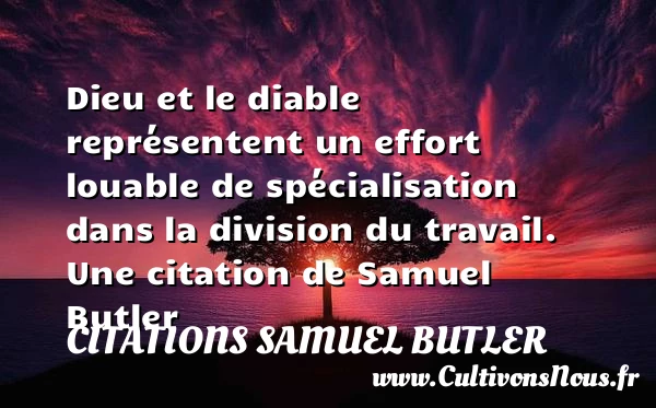 Dieu et le diable représentent un effort louable de spécialisation dans la division - Citations Samuel Butler