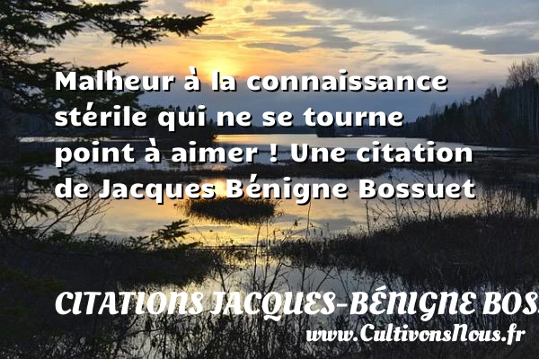 Malheur à la connaissance stérile qui ne se tourne point à - Citations Jacques-Bénigne Bossuet
