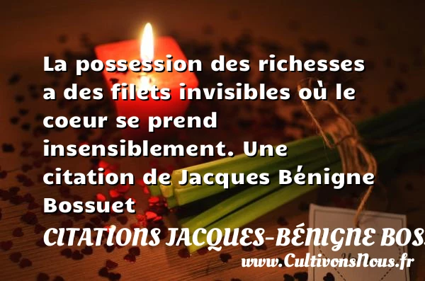 La possession des richesses a des filets invisibles où le coeur se prend - Citations Jacques-Bénigne Bossuet
