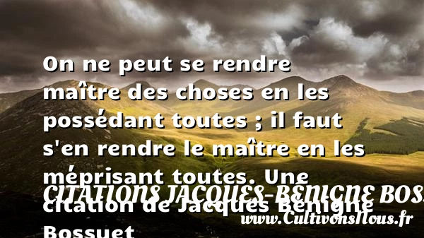 On ne peut se rendre ma&icirc;tre des choses en les - Citations Jacques-Bénigne Bossuet